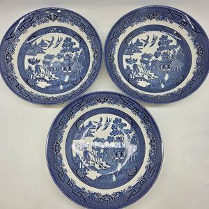 Churchill Blue Willow Soup Pasta Bowl 7 7/8” Made in England Set of 3